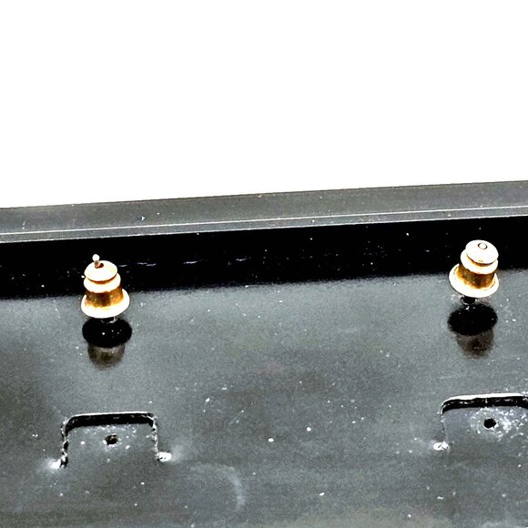 Vintage Gold Fan Earrings w/ Diamond Dust Inlay – Pierced – Made in USA - Picture 6 of 9